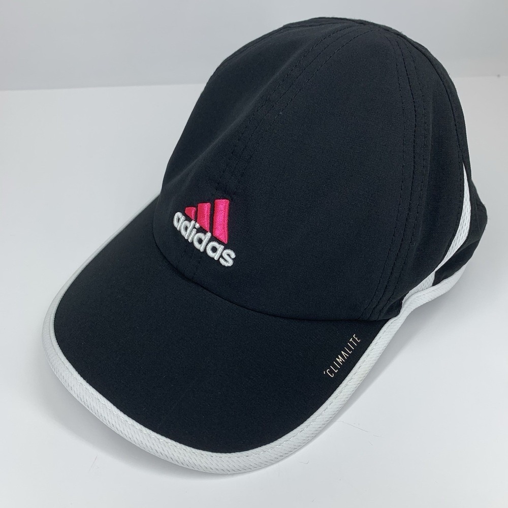 Adidas Womens Running Hat Black Pink Climalite Adjustable Strap Baseball Cap